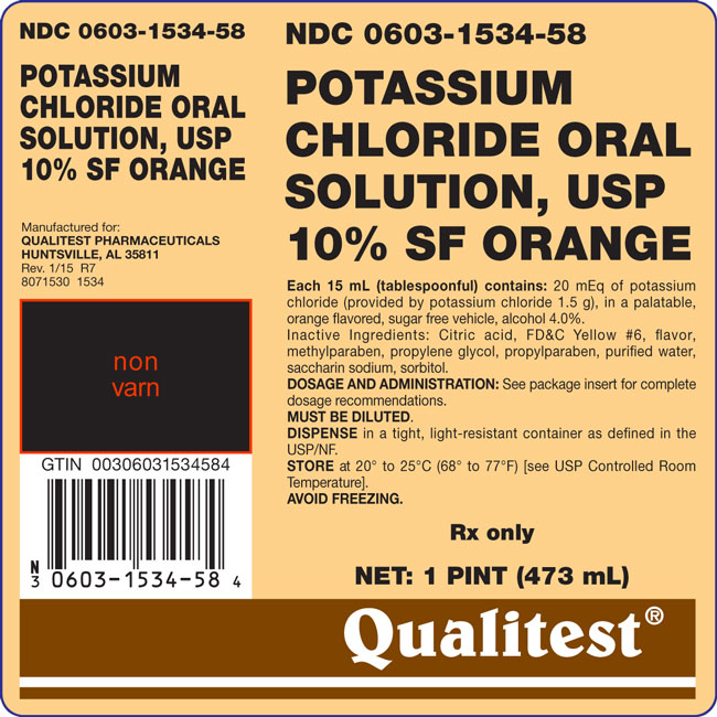 Potassium Chloride Oral Solution, USP 10% SF Orange 1 pint label