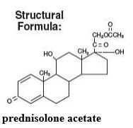 The following structure for PRED FORTE® (prednisolone acetate ophthalmic suspension, USP) 1% is a sterile, topical anti-inflammatory agent for ophthalmic use. Its chemical name is 11ß,17, 21-Trihydroxypregna-1,4-diene-3, 20-dione 21-acetate.