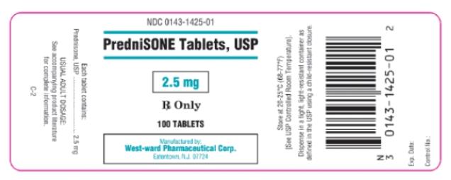 NDC 0143-1425-01
PredniSONE
Tablets, USP
2.5 mg
100 Tablets 
Rx Only 
