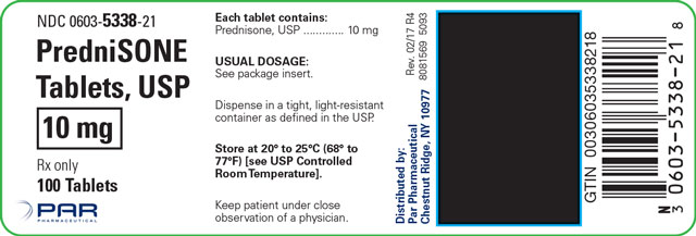 This is an image of a label for PredniSONE Tablets, USP 10 mg.