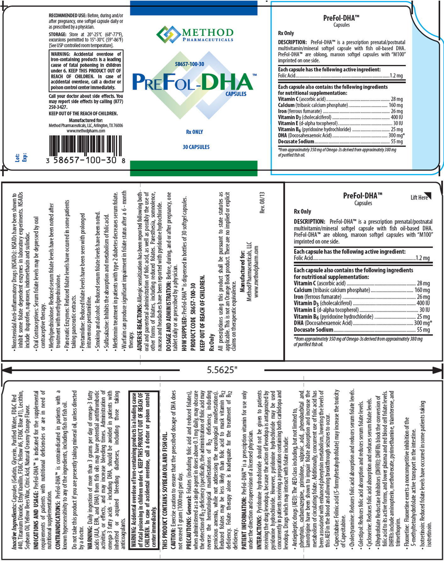 PRINCIPAL DISPLAY PANEL 58657-100-30 PreFol-DHATM CAPSULES Rx ONLY 30 CAPSULES