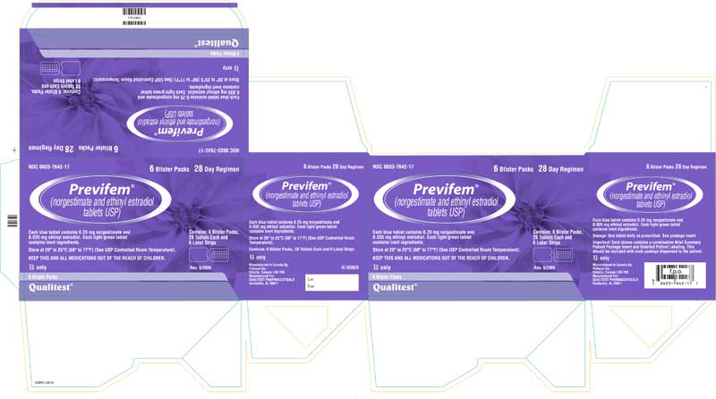 This is an image of the carton for Previfem.