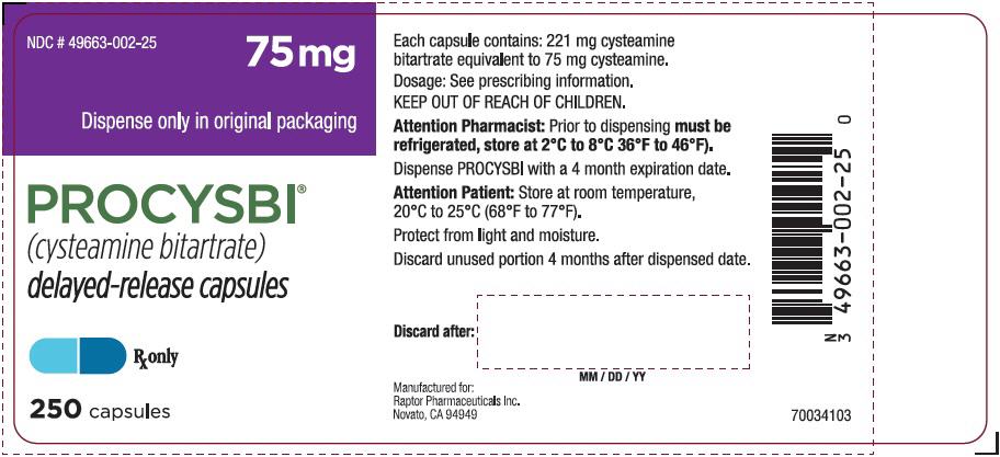 75 mg, 250-count Bottle Label