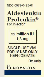 Package Label – 22 million IU
Rx Only		NDC 0078-0495-61
Aldesleukin 
Proleukin® 
For Injection
22 million IU
1.3 mg