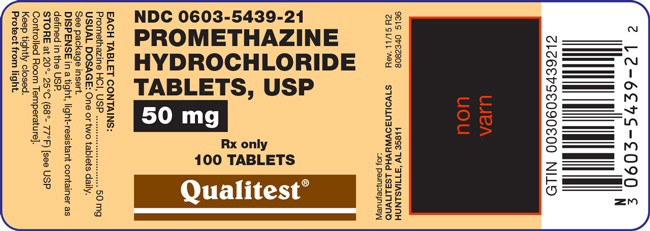 Image of the label for Promethazine Hydrochloride Tablets, USP 50 mg 100 Tablets