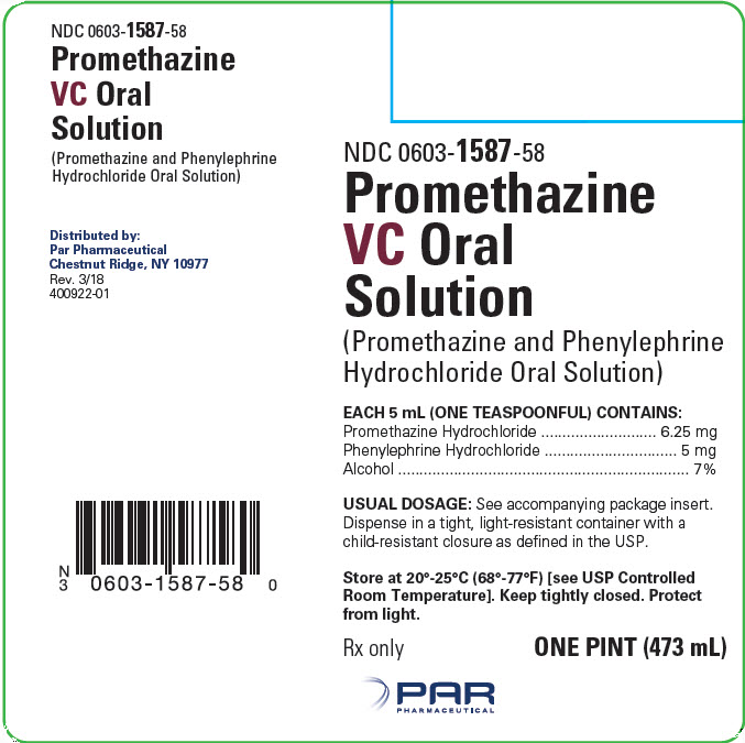 This is an image of the label for Promethazine VC Oral Solution 473 mL.