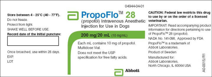 PropoFlo 28 200 mg / 20 ml Vial - Label
