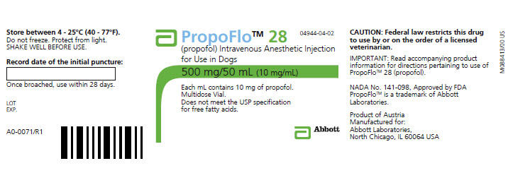 PropoFlo 28 500 mg / 50 ml - Vial Label