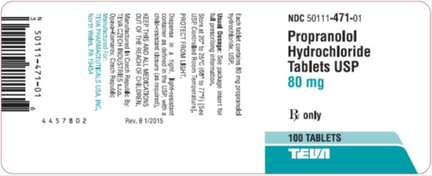 Propranolol Hydrochloride Tablets USP 80 mg, 100s Label