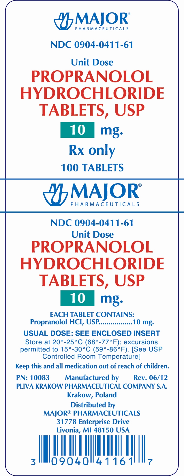 PROPRANOLOL HYDROCHLORIDE TABLETS, USP 10MG