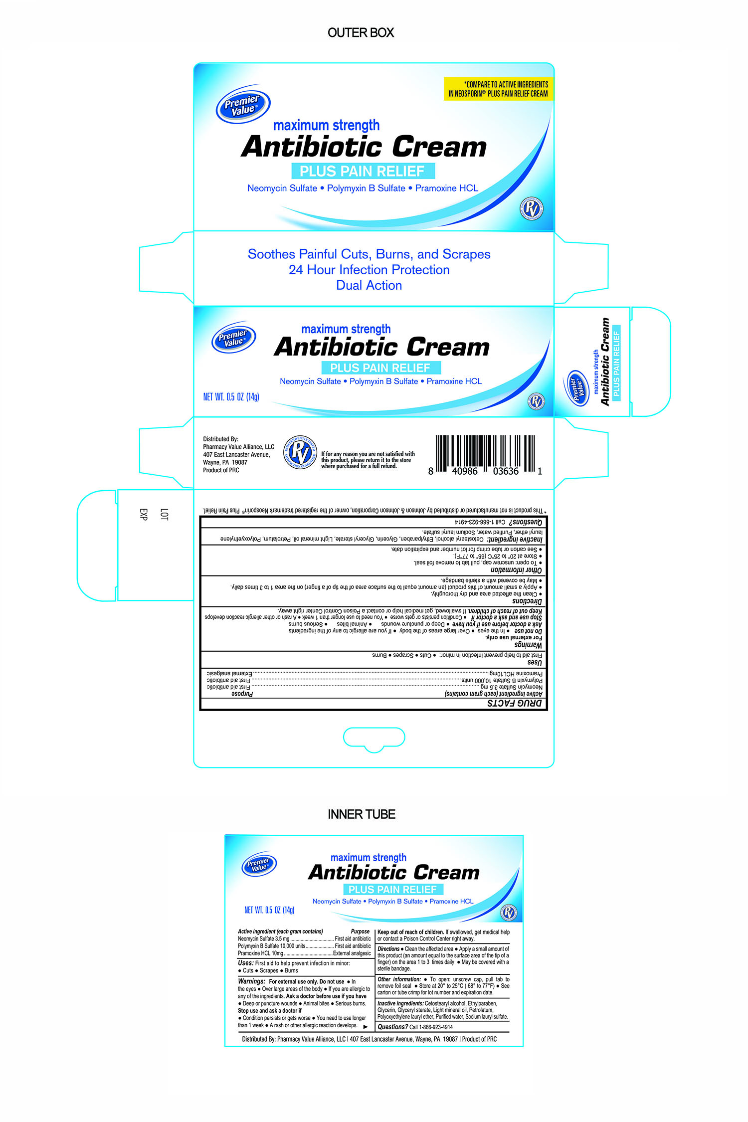 pv antibiotic cream + pain 05oz-PV03636