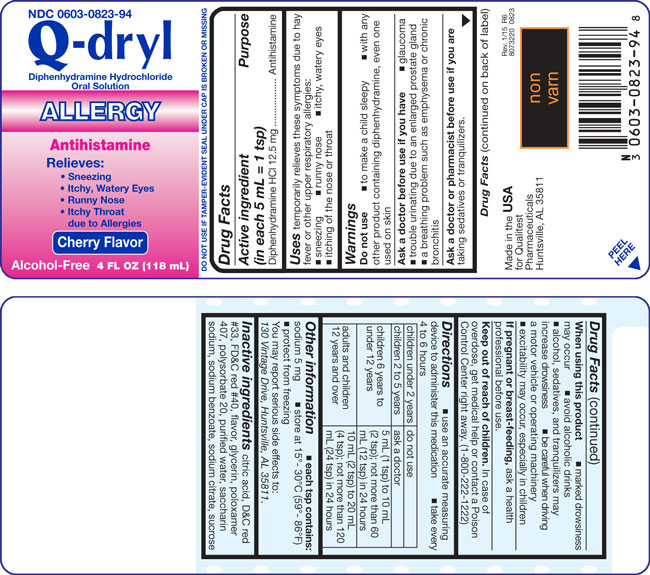Q-dryl Allergy 4oz uncarton label