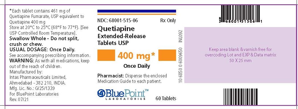 Quetiapine Extended-Release Tablets 400mg (NDC 68001-515-06)