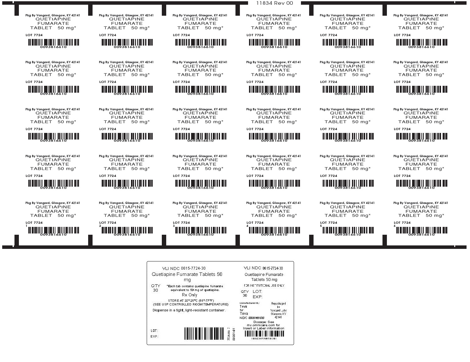 Quetiapine Fumarate Tabs 50mg unit dose label