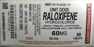 PACKAGE LABEL – Raloxifene, 60mg, Box of 30 Unit Dose Tablets
