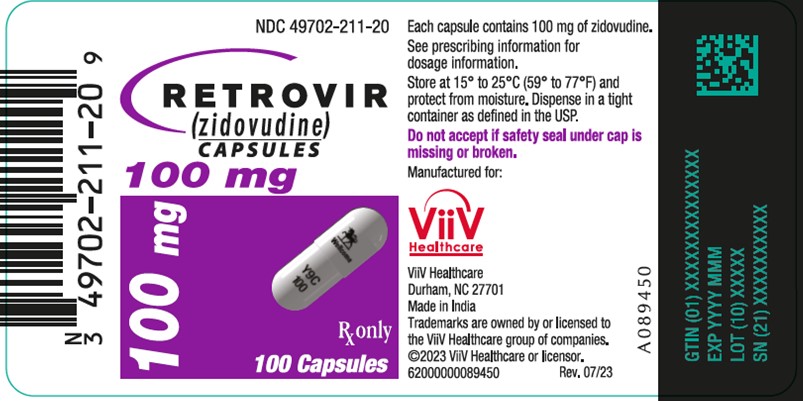 Retrovir capsule 100 mg 100 count label