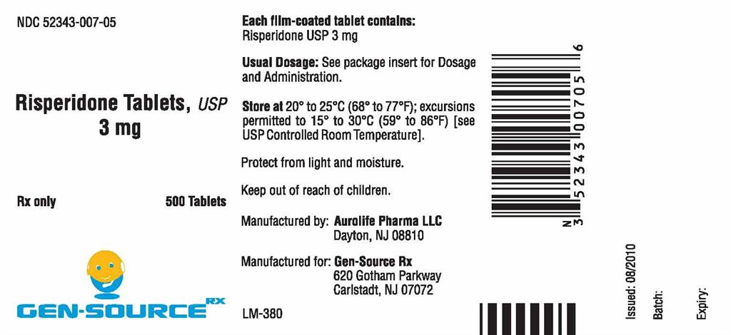 PACKAGE LABEL-PRINCIPAL DISPLAY PANEL - 3 mg (500 Tablet Bottle)