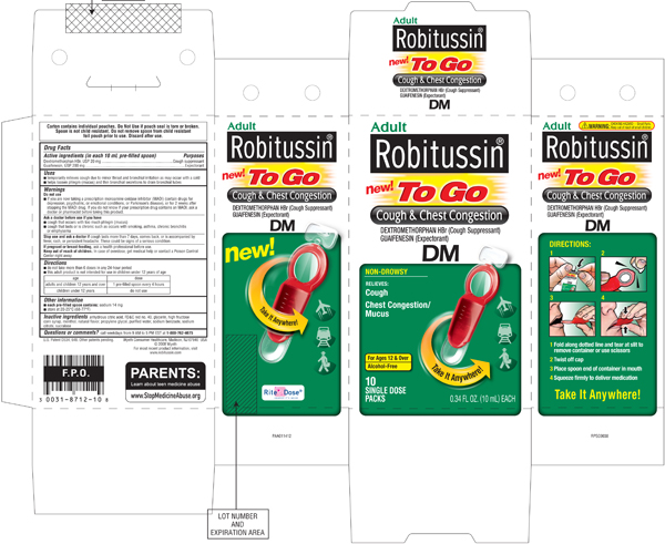 Robitussin To Go Cough and Chest Congestion DM Packaging