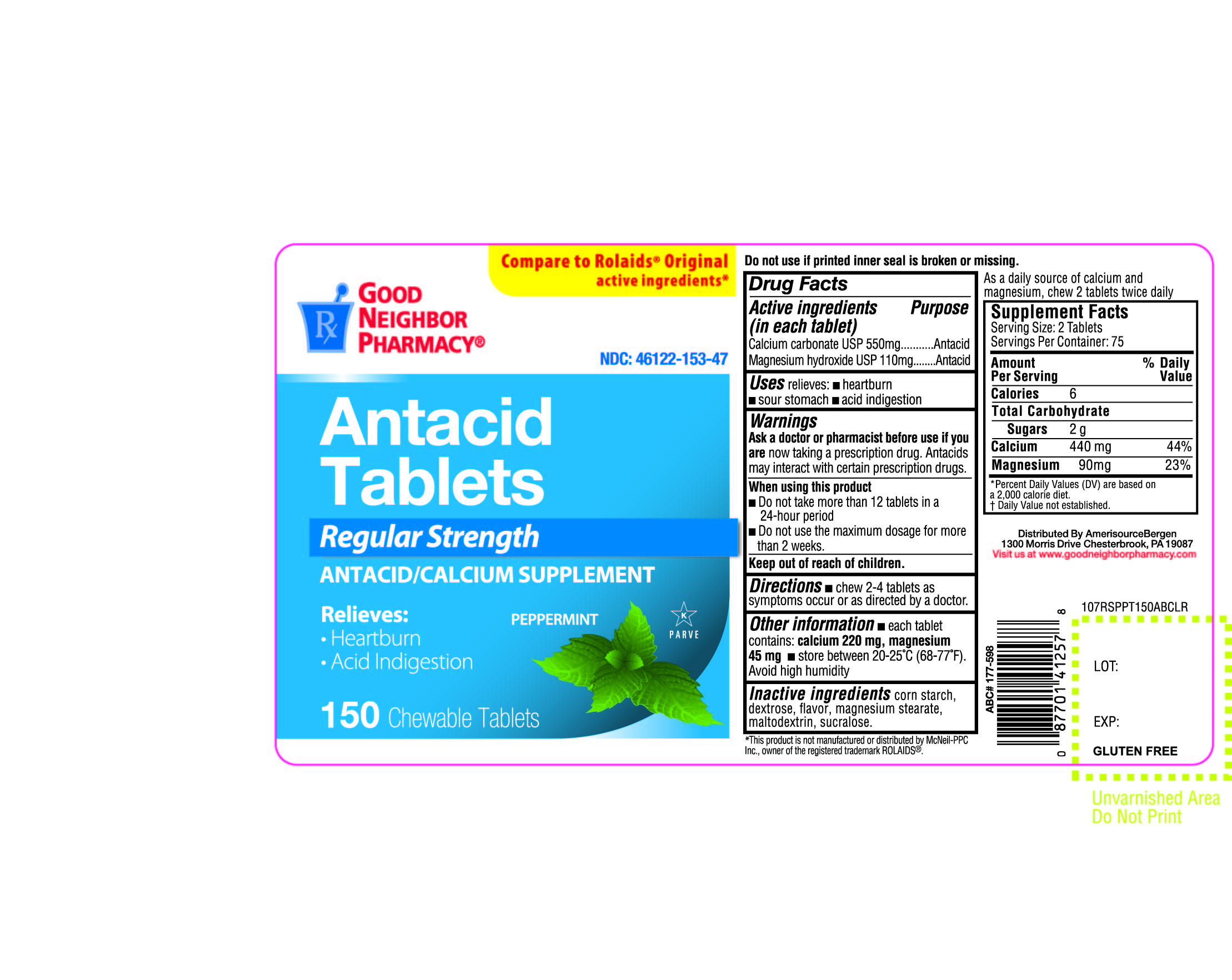 Good Neighbor Pharmacy Antacid Tablets Regular Strength Chewable Tablets