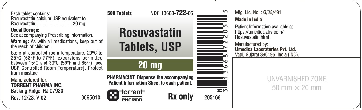 Rosuvastatin-20 mg-500s Bottle Label