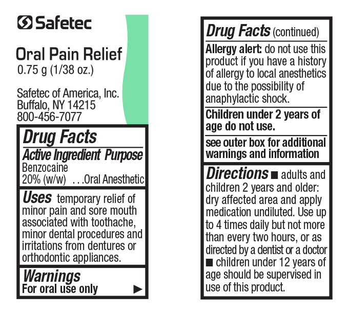 Principal Display Panel - Safetec Oral Pain Relief Packet Label
