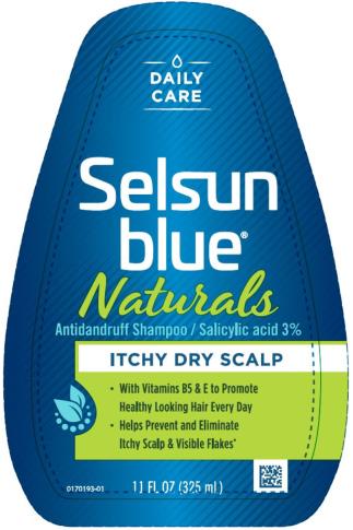 PRINCIPAL DISPLAY PANEL
DAILY CARE
Selsun blue®
Naturals
Antidandruff Shampoo Salicylic acid 3%
ITCHY DRY SCALP
11 FL OZ (325 mL)

