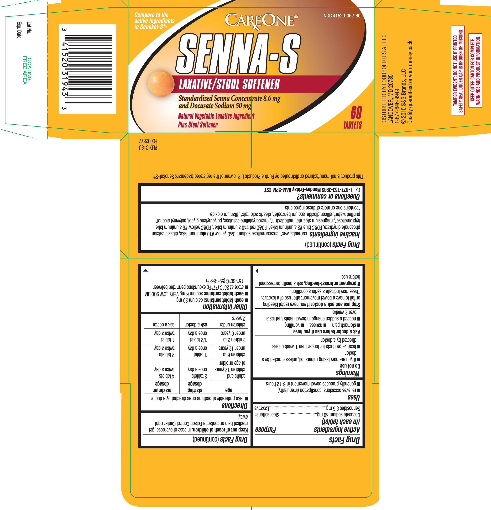 Docusate sodium 50 mg, Sennoside 8.6 mg