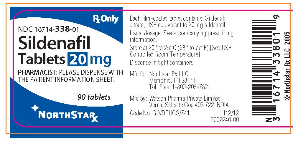 Rx Only NDC 16714-338-01 Sildenafil Tablets 20 mg