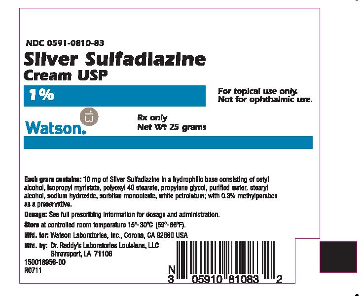 NDC 0591-0810-83 Silver Sulfadiazine Cream USP 1% for topical use only. Not for ophthalmic use. Watson® Rx Only Net Wt 25 grams