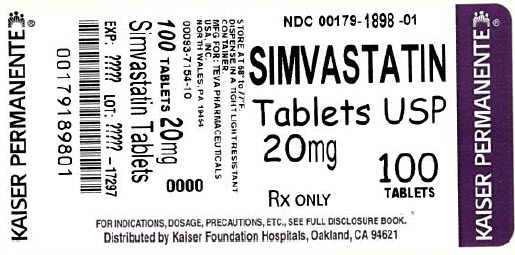Simvastatin Tablets USP 20 mg 90s Label 