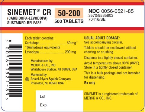 Sinemet CR 50/200 mg Bottle Label