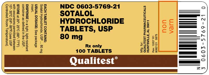 This is an image of the Sotalol 80 mg label.