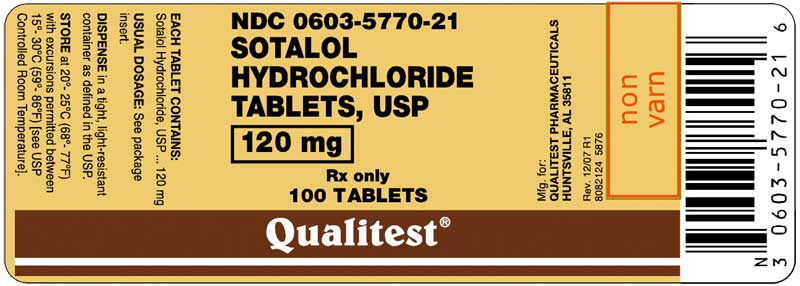 This is an image of the Sotalol 120 mg label.