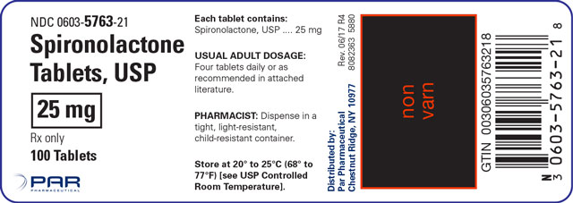 This is the label for Spironolactone Tablets, USP 25 mg 100 count.