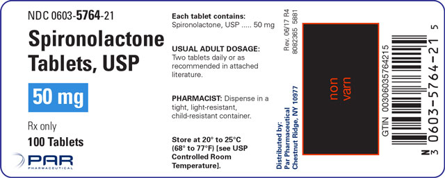 This is the label for Spironolactone Tablets, USP 50 mg 100 count.