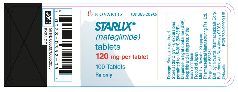 PRINCIPAL DISPLAY PANEL
Package Label – 120 mg per tablet
Rx Only		NDC 0078-0352-05
Starlix® (nateglinide) tablets
120 mg per tablet
100 Tablets