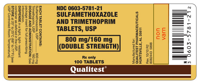 This is an image of the Sulfamethoxazole and Trimethoprim 800 mg/160 mg label.