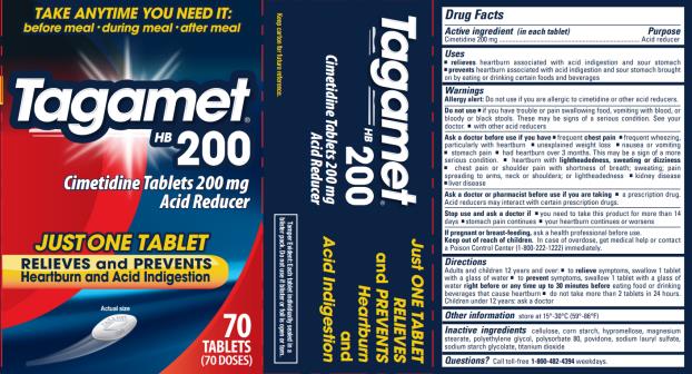 PRINCIPAL DISPLAY PANEL

Tagamet® HB 200
Cimetidine Tablets 200 mg
Acid Reducer
70 tablets (70 doses)
