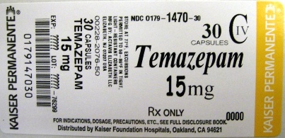 temazepam 15 mg-bottle of 30