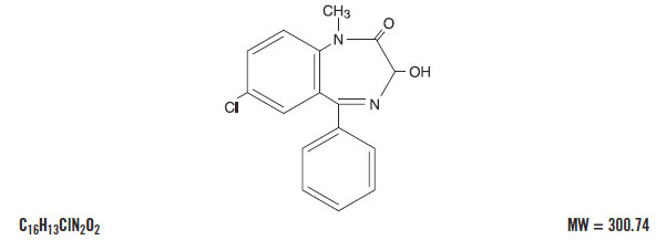 This is an image of the structural formula for Temazepam.