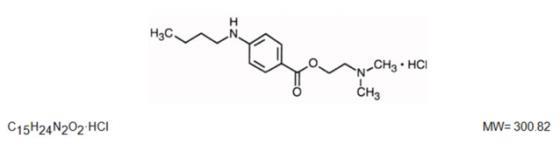  The structural formula for Tetracaine Hydrochloride 0.5% is a sterile topical ophthalmic solution useful in producing surface anesthesia of the eye. 