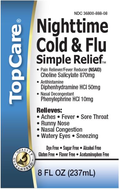 PRINCIPAL DISPLAY PANEL
NDC 36800-888-08
Nighttime
Cold & Flu
Simple Relief
8 FL OZ (237mL)
