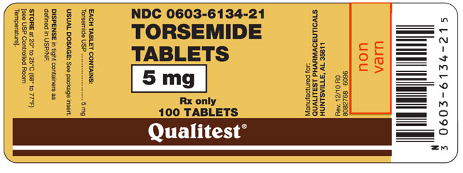 This is an image of the label for Torsemide Tablets 5 mg 100 count.
