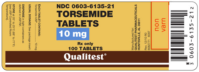 This is an image of the label for Torsemide Tablets 10 mg 100 count.