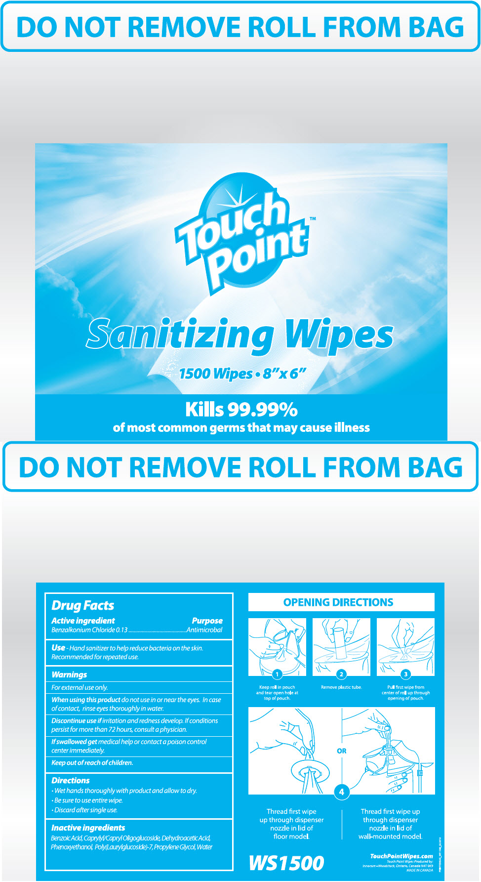 PRINCIPAL DISPLAY PANEL - 1500 Wipe Pouch Label