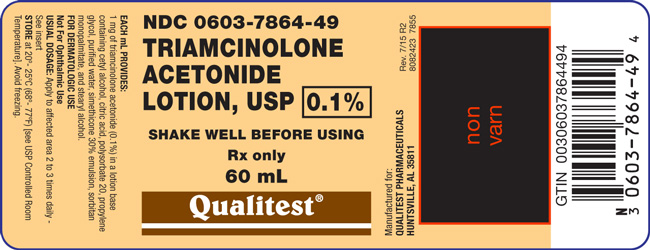 This is an image of the label for Triamcinolone Acetonide Lotion, USP 0.1 percent 60 mL.