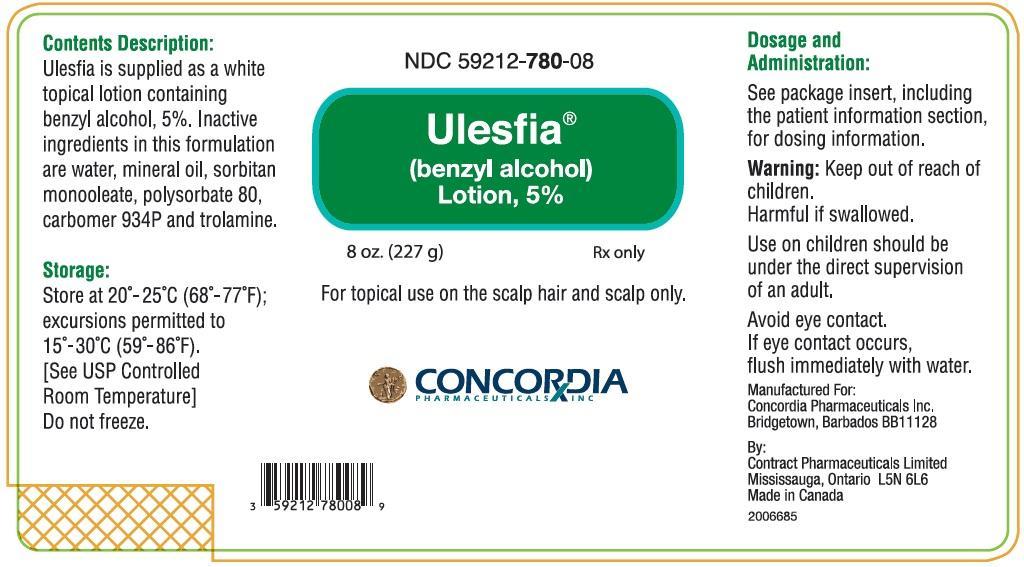 PRINCIPAL DISPLAY PANEL
NDC 59212-780-08 		Rx only
Ulesfia®
(benzyl alcohol)
Lotion, 5%
8 oz (227 g)
CONCORDIA PHARMACEUTICALS INC.
