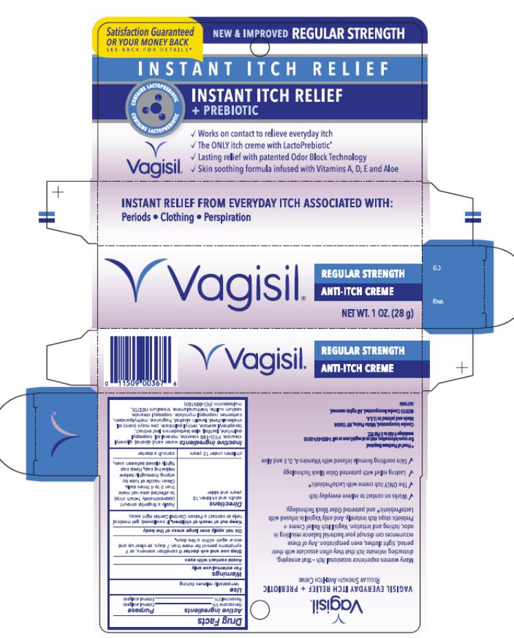 PRINCIPAL DISPLAY PANEL 
Vagisil
Regular strength Anti Itch Crème
Net Wt. 1 Oz (28 g)

