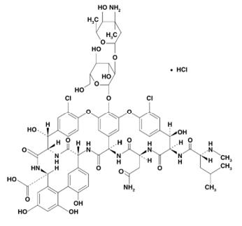 Vancomycin hydrochloride structural formula