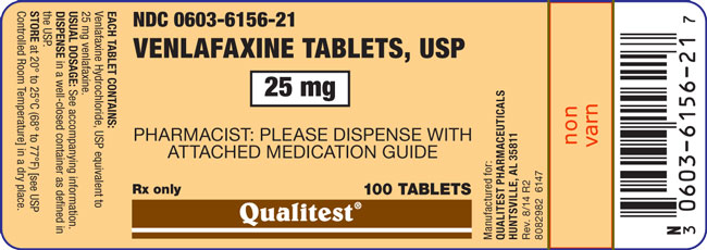This is an image of the 25 mg 100 count Venlafaxine Tablets, USP.